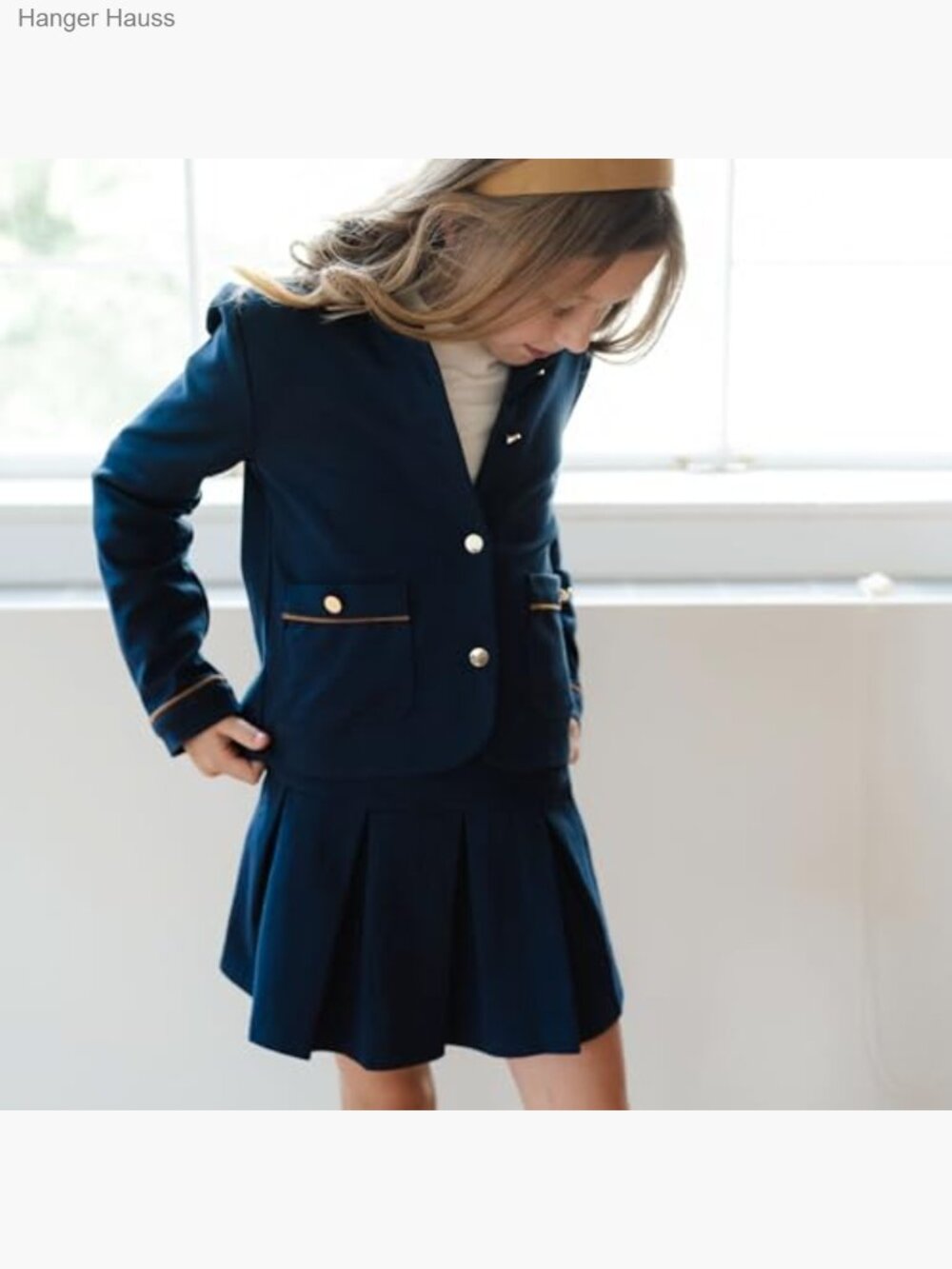 Organic Cotton Quilted Jacket Blazer with Gold Buttons - Picture 4 of 7